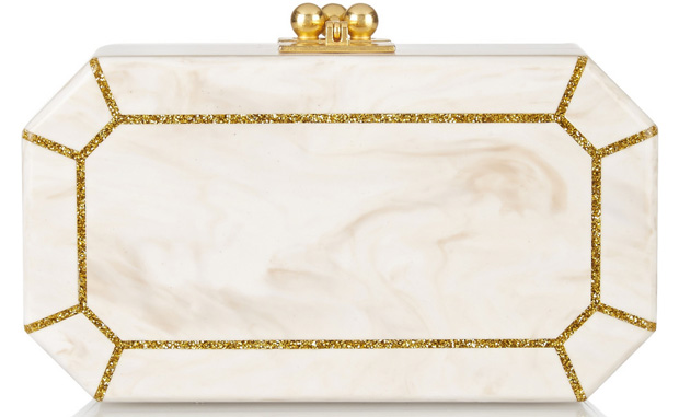 Edie Parker marble gold clutch