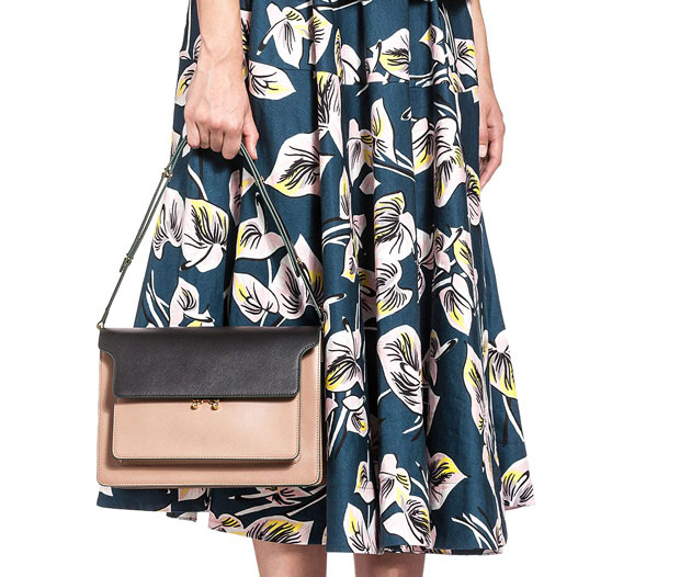 Marni trunk medium saffiano nude black