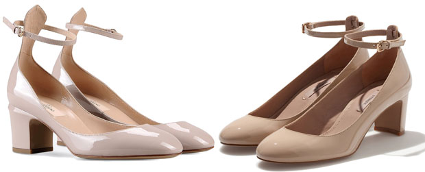 Uterqüe nude pumps and Valentino Tan Go nude pumps