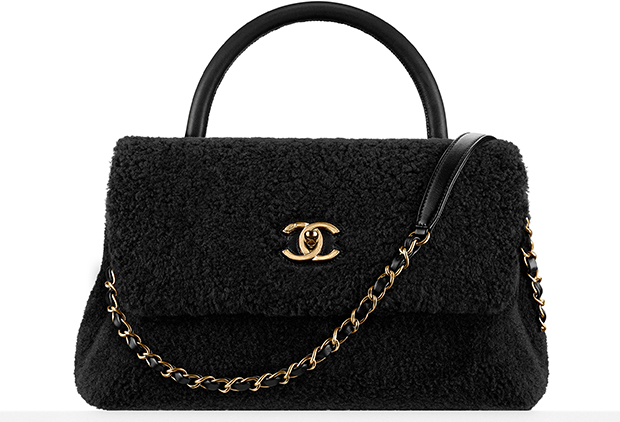 Chanel Pre-fall winter 2016 top handle bag shearling black