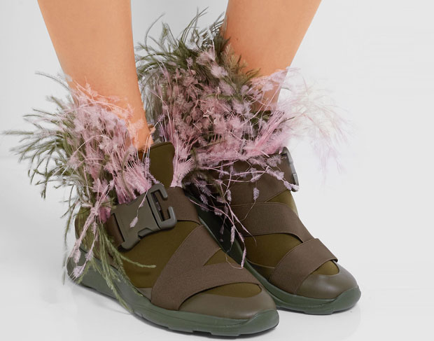 christopher kane sneakers feathers pink green