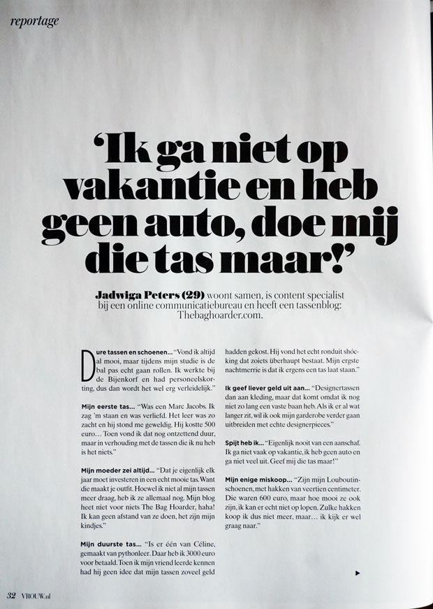 reportage alles voor de tas vrouw TBH