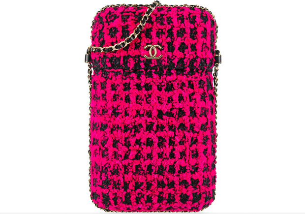 Chanel tweed phone holder pink 