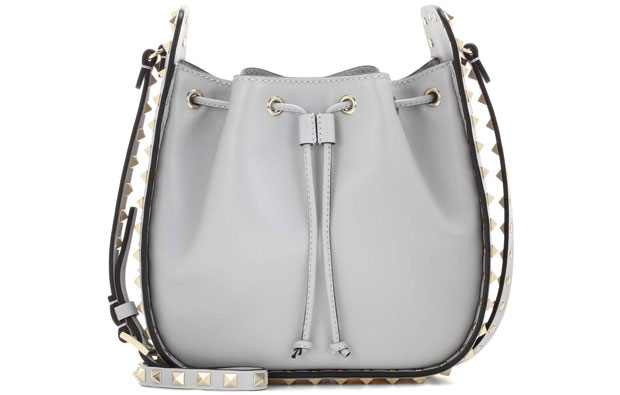 Valentino Rockstud bucket bag drawstring ice blue