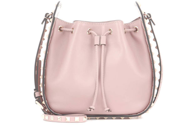 Valentino Rockstud bucket bag drawstring pink