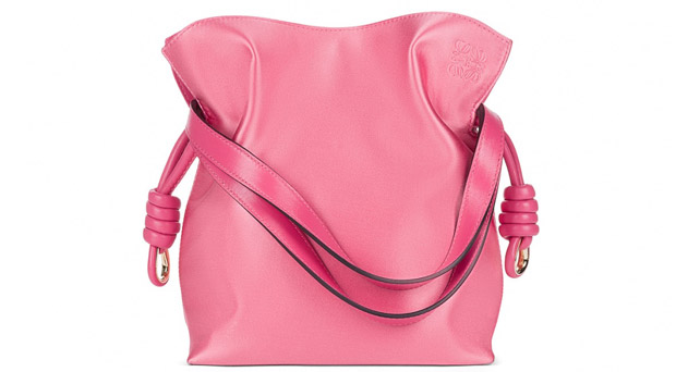 Loewe small Flamenco knot bag satin pink