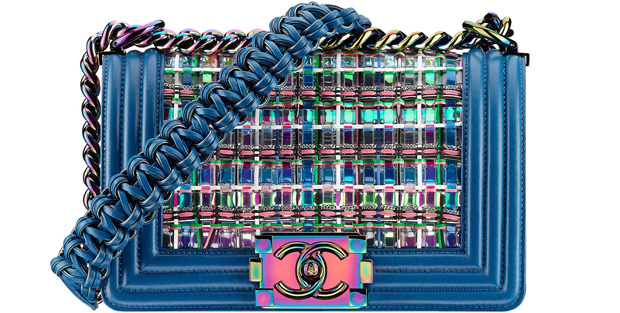 Chanel spring summer 2017 boy bag small blue tweed
