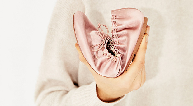 Zara opvouwbare ballerina satijn roze