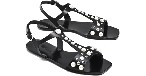 Zara sandalen zwart parels