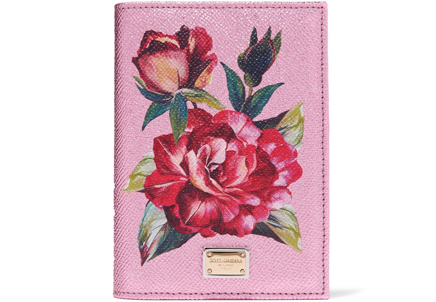 Dolce & Gabbana paspoorthouder roze bloemen