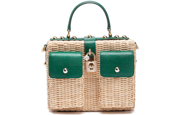 Dolce & Gabbana wicker box bag green