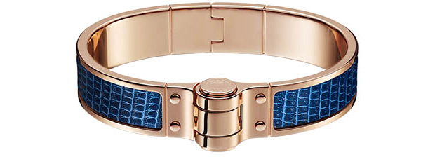 Hermès bracelet a charniere cur blue saphir