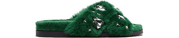 Zara fluffy sandalen groen