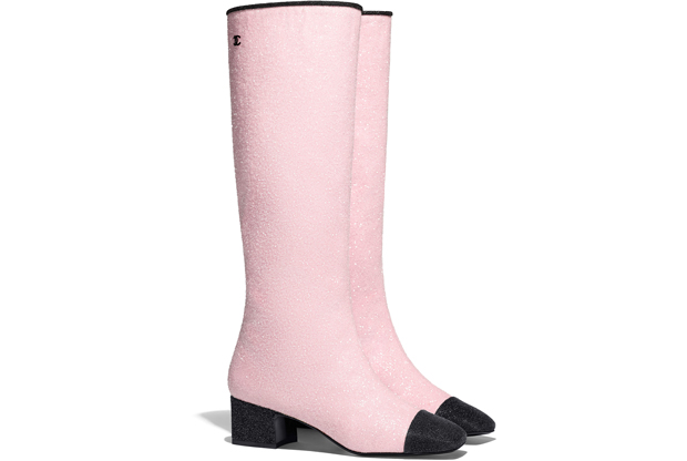 Chanel glitter boots pink