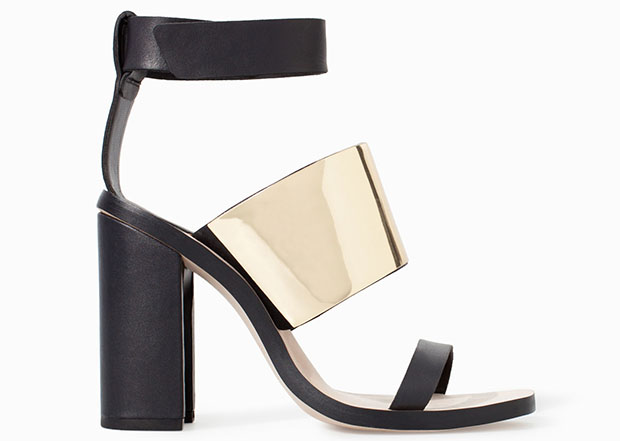 Zara gold block sandal black