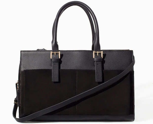 Zara sale zwarte leren office tas