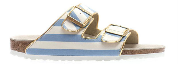 Birkenstock white blue striped  gold Arizona
