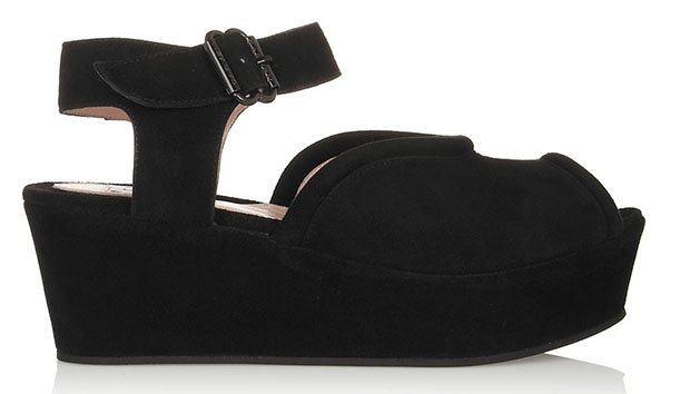 Carven black velvet flatforms