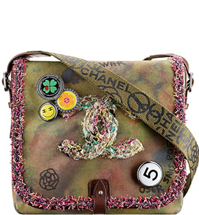 Chanel messenger army green canvas