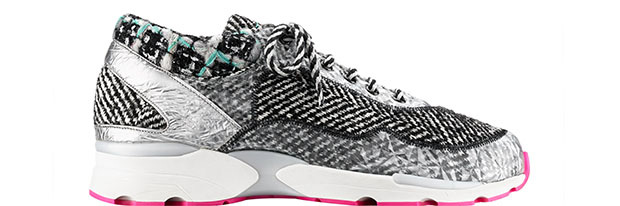 Chanel Tweed sneakers black grey silver