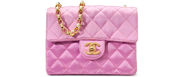 chanel vinage mini flap satin pink