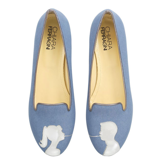 Chiara Ferragni denim spaghetti flats