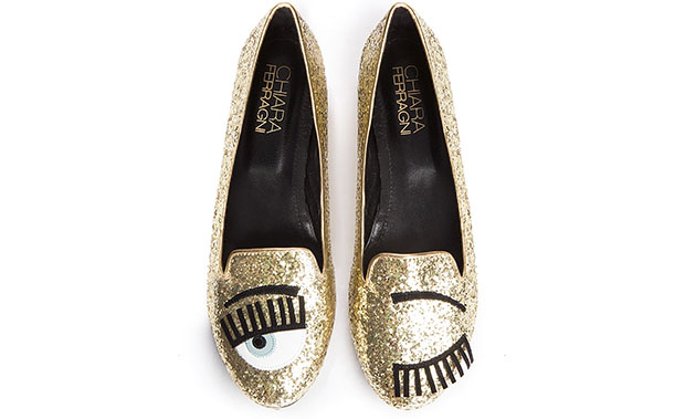 Chiara Ferragni loafers flirting gold