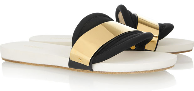 Chloe neoprene white gold slides