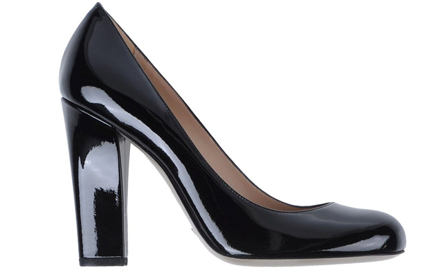 Emporio Armani black leather patent pumps