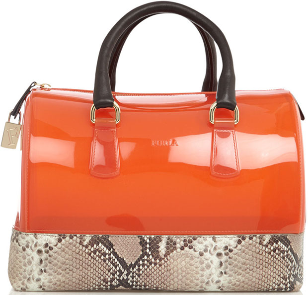 Furla orange Candy python bag
