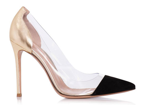 Gianvito Rossi Plexi Pump rose en black suede