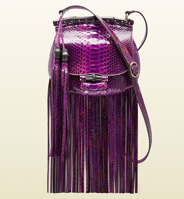 Gucci nouveau fringe bag purple python