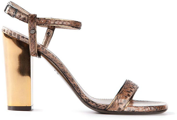 Lanvin snakeskin sandal gold heel