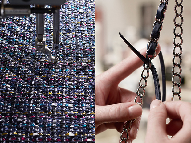 Making of Chanel flap tweed bag