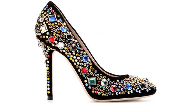 Miu Miu crystal embellished suede pumps