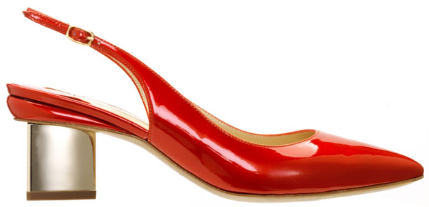 Nicholas Kirkwood red patent slingback pumps