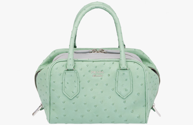 Prada Inside bag small mint green ostrich