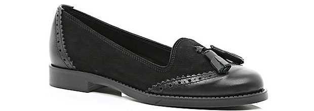 River Island black leather tassel loafers