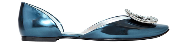 Roger Vivier blue metallic chips flats