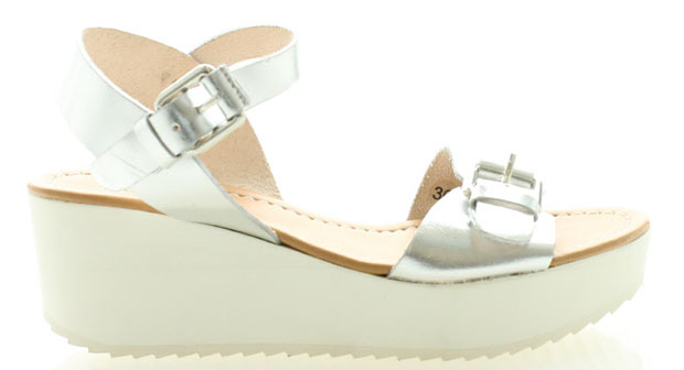 Sarah Summer white metallic flatforms