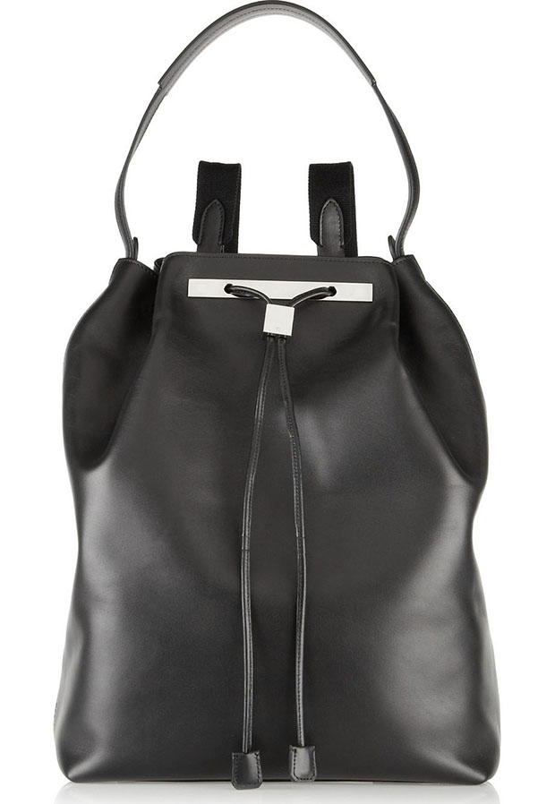 The Row backpack black leather