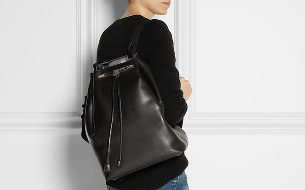 The Row backpack black leather