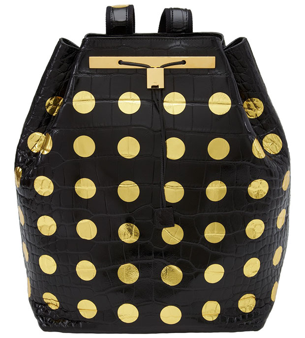 The Row backpack black leather alligator Damian Hirst dots gold