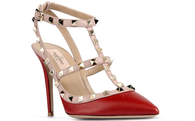 Valentino Rockstud pumps red nude