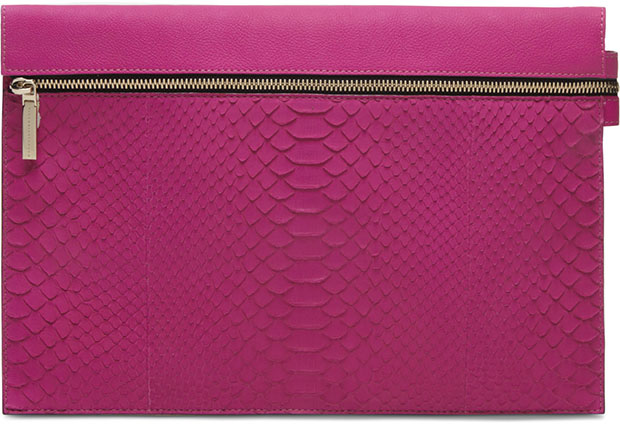 Victoria Beckham soft pouch pink python