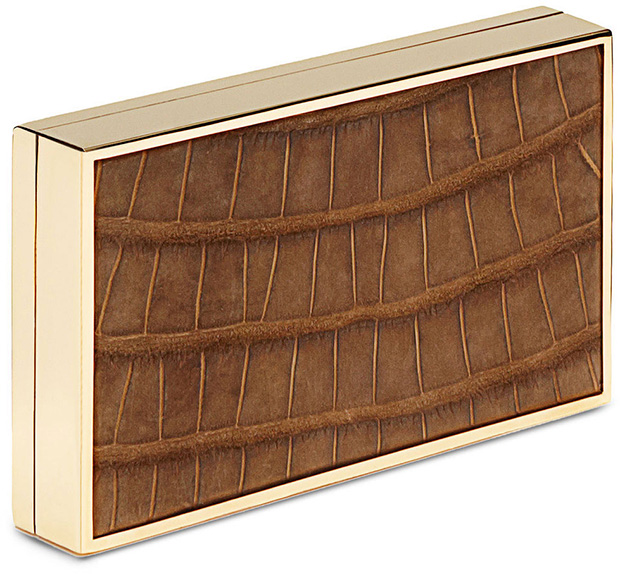 Victoria Beckham stamped croc metal case clutch