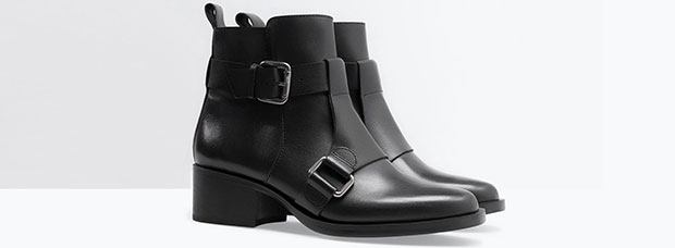 Zara leren biker boots