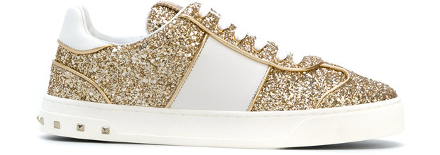 valentino-flycrew-glitter-gold-sneakers - The Bag Hoarder